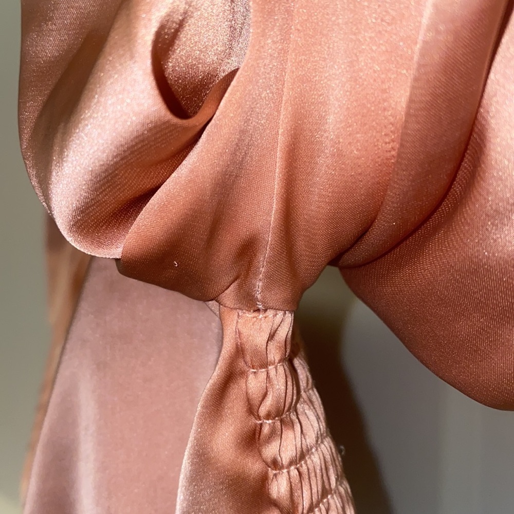 Better Be Medium Peach Satin Crop Top Long Sleeve - Picture 11 of 13